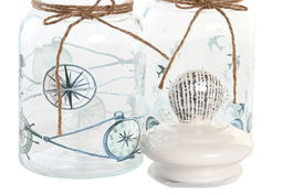 DKD Home Decor Bote Atlantico Stella Maris Azul Cristal Gres Pe 11 x 23 x 11 cm (12 Unidades)