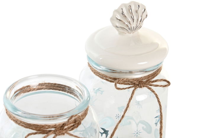 DKD Home Decor Bote Atlantico Stella Maris Azul Cristal Gres Pe 11 x 23 x 11 cm (12 Unidades)