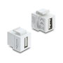 DeLOCK 91080 Módulo Keystone Acoplador USB 2.0 Tipo-A Hembra a Hembra Blanco
