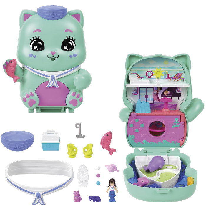 Mattel Polly Pocket Estuche Gatito Marinero con Muñequita y 10 Accesorios Mattel Polly Pocket Estuche Gatito Marinero con Muñequita y 10 Accesorios