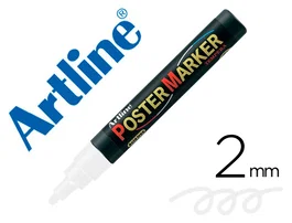 Artline Rotulador Poster Marker EPP-4-BLA Punta Redonda 2 mm, Color Blanco para Cartelería