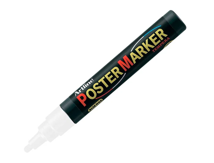 Artline Rotulador Poster Marker EPP-4-BLA Punta Redonda 2 mm, Color Blanco para Cartelería Artline Rotulador Poster Marker EPP-4-BLA Punta Redonda 2 mm, Color Blanco para Cartelería
