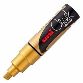 Uni-Ball Marcador Tiza Líquida Chalk PWE-8K Punta Biselada Oro Set 6 Unidades (Set de 6)