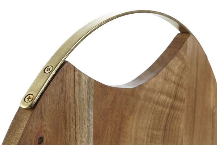 DKD Home Decor Set de 4 tablas para cortar de Acacia e Inox, 35,5x35,5 cm, Natural y Dorado Skew: B19VWKLGCW