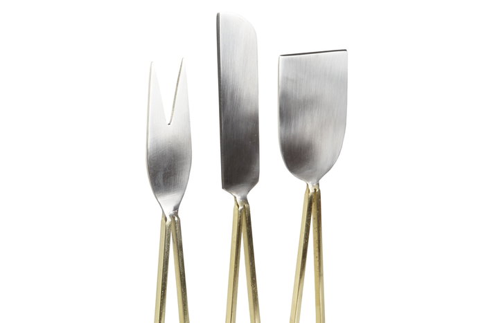 DKD Home Decor Set de 4 tablas para cortar de Acacia e Inox, 35,5x35,5 cm, Natural y Dorado Skew: B19VWKLGCW