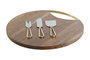 DKD Home Decor Set de 4 tablas para cortar de Acacia e Inox, 35,5x35,5 cm, Natural y Dorado Skew: B19VWKLGCW