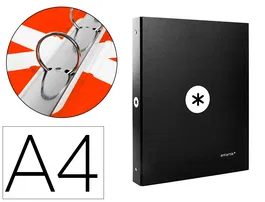 Antartik Carpeta A4 Forrada 4 Anillas 25 Mm Redondas Negro Cartón