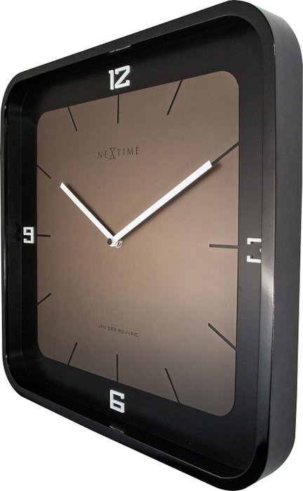 Nextime Reloj de Pared 3518ZW con Esfera Dorada y Caja de Madera Negra