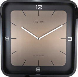 Nextime Reloj de Pared 3518ZW con Esfera Dorada y Caja de Madera Negra