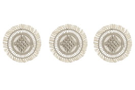 DKD Home Decor Set de 3 Decoraciones de Pared de Macramé y Metal