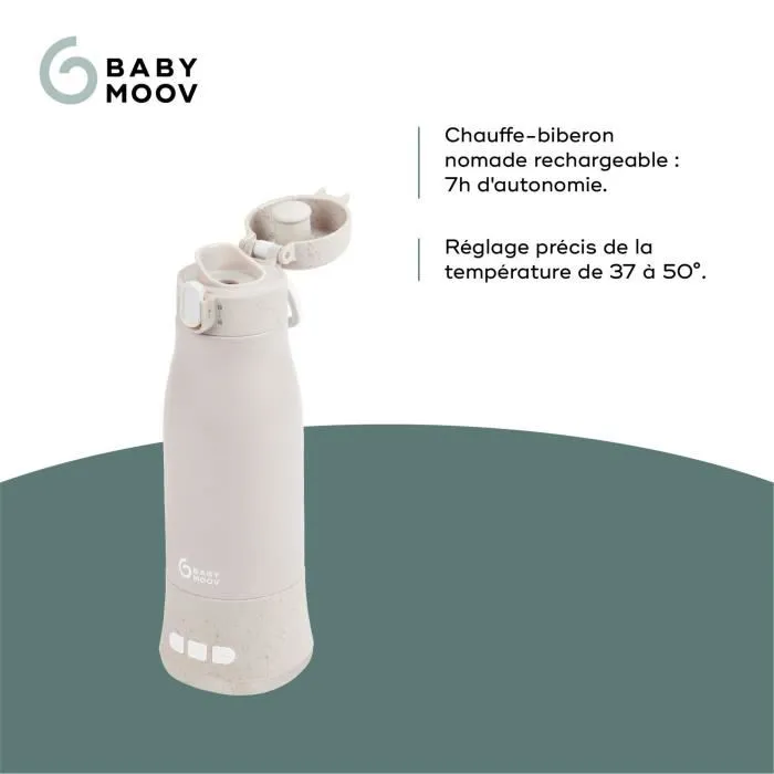 BABYMOOV Calentador de Biberones Portátil Moov & Feed BBM3661276184398 Beige Mineral 340ml Regulación Temperatura