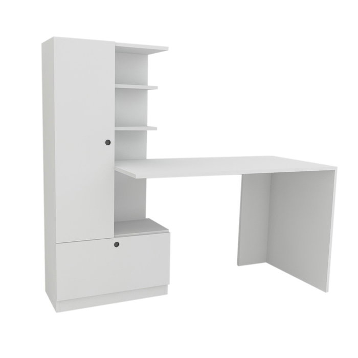 Hanah Home Mesa de Estudio Escandinava Blanca con Estantería - Diseño Elegante y Funcional, Dimensiones Generosas (120x73.8x61.8cm) Hanah Home Mesa de Estudio Escandinava Blanca con Estantería - Diseño Elegante y Funcional, Dimensiones Generosas (120x73.8x61.8cm)