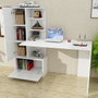 Hanah Home Mesa de Estudio Escandinava Blanca con Estantería - Diseño Elegante y Funcional, Dimensiones Generosas (120x73.8x61.8cm)