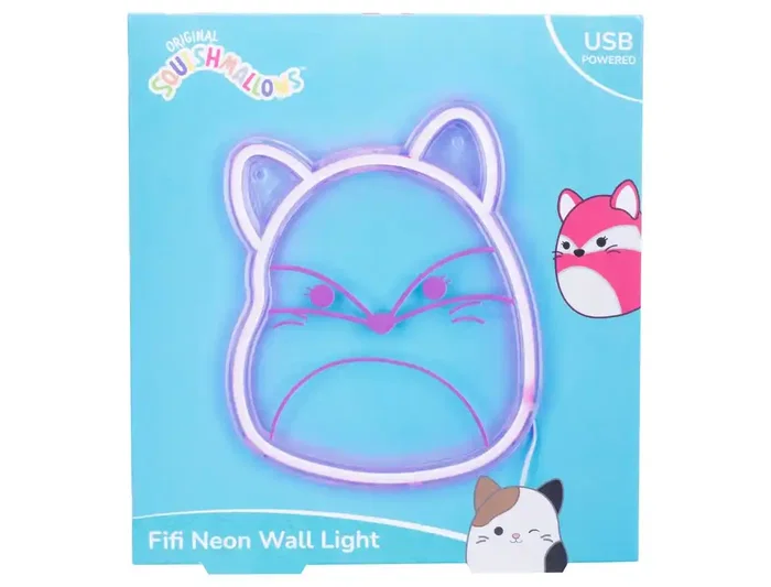 Wondee Lámpara Neón Squishmallow Fifi Zorra Rosa 22cm x 18cm x 2cm