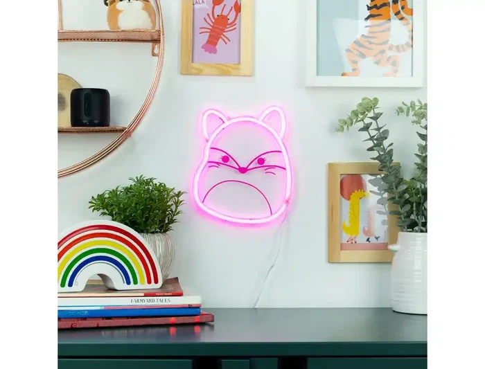 Wondee Lámpara Neón Squishmallow Fifi Zorra Rosa 22cm x 18cm x 2cm