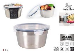 Santa Clara Fiambrera de Acero Inoxidable para Microondas y Horno, 1 Litro, 15.1 x 14.9 x 8.5 cm (12 Unidades)