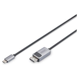 Digitus Cable USB-C a DisplayPort 1.4, 2m, 8K @30Hz / 4K @165Hz, Bidireccional, Plug and Play, Blindado, Negro