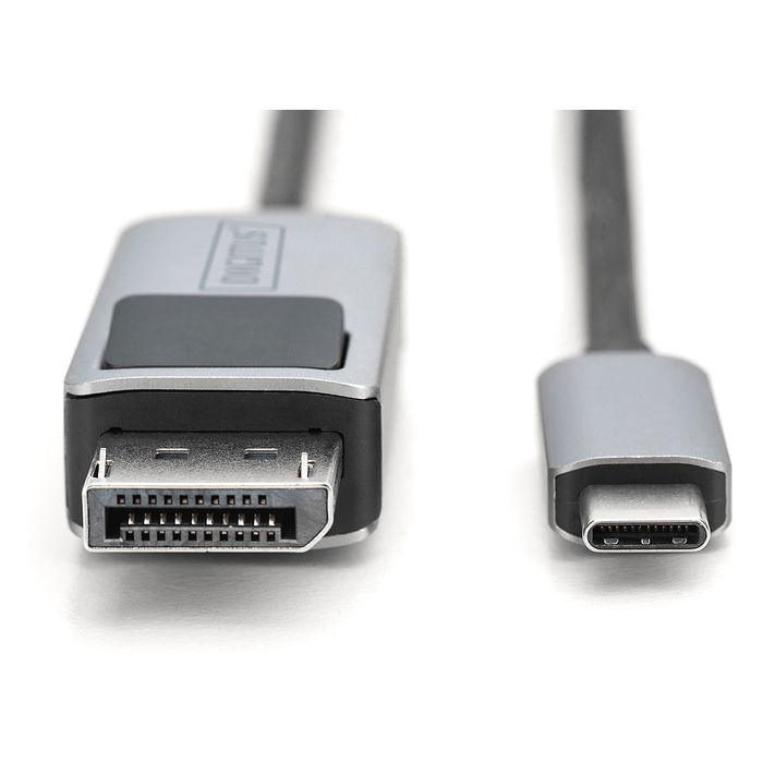 Digitus Cable USB-C a DisplayPort 1.4, 2m, 8K @30Hz / 4K @165Hz, Bidireccional, Plug and Play, Blindado, Negro