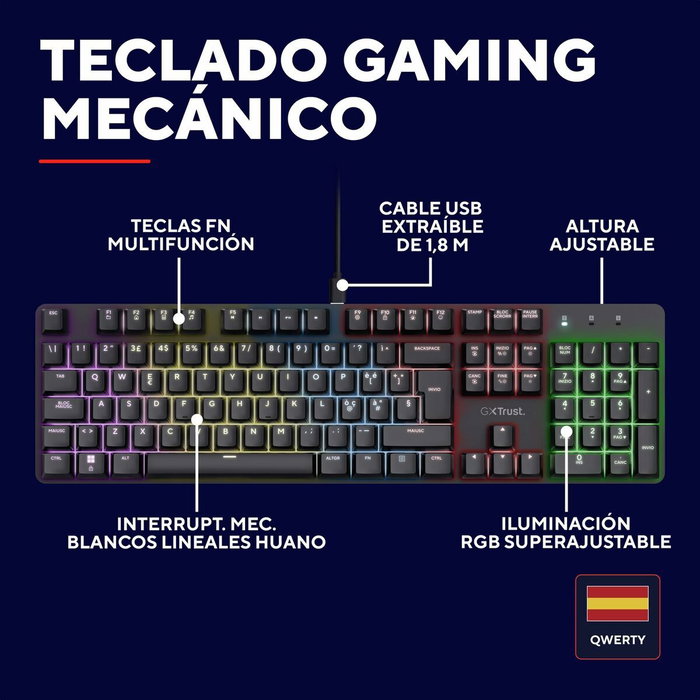 Trust Gaming GXT 871 Zora Teclado Mecánico RGB Negro
