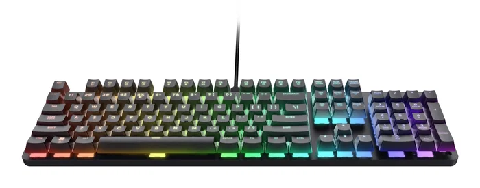 Trust GXT 871 Zora Teclado Mecánico Gaming USB con Retroiluminación LED RGB, Diseño QWERTY Español Completo (100%) - Negro