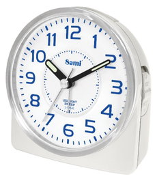 SAMI Despertador Sami mediano oval silencioso luz azul digital plata