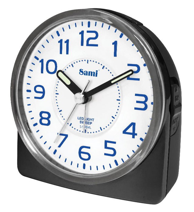 SAMI Despertador Sami mediano oval silencioso luz azul digital plata