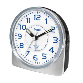 SAMI Despertador Sami mediano oval silencioso luz azul digital plata