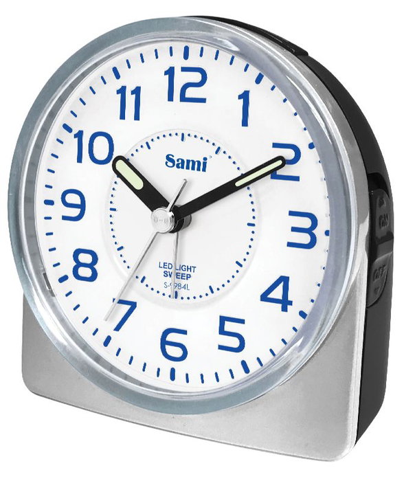 SAMI Despertador Sami mediano oval silencioso luz azul digital plata