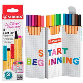Stabilo Rotulador Point 88 Estuche Zig Zag, Colores Surtidos, 18 Ud