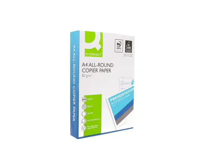 Q-connect Papel Fotocopia Multifunción Din A4 80 g/m² Blanco Paquete de 500 Hojas - Eco PEFC