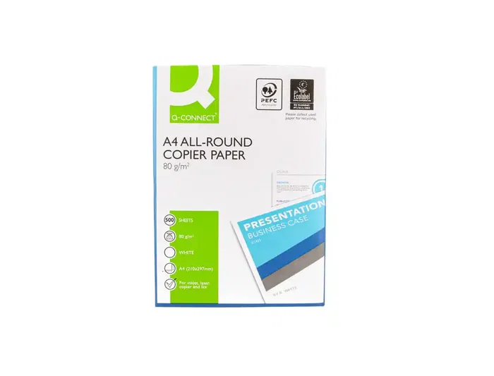 Q-connect Papel Fotocopia Multifunción Din A4 80 g/m² Blanco Paquete de 500 Hojas - Eco PEFC