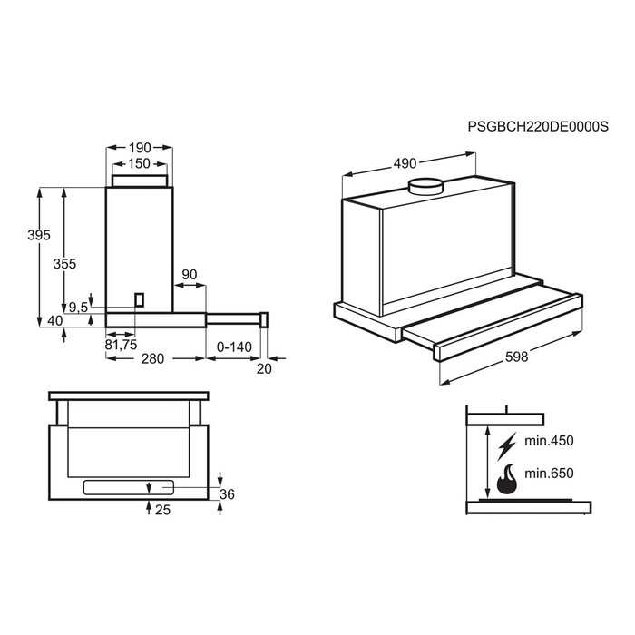 AEG DPE5660M Campana extractora semintegrada 60cm, 495 m³/h, 3 velocidades + intensiva, filtros extraíbles, eficiencia energética A, color gris