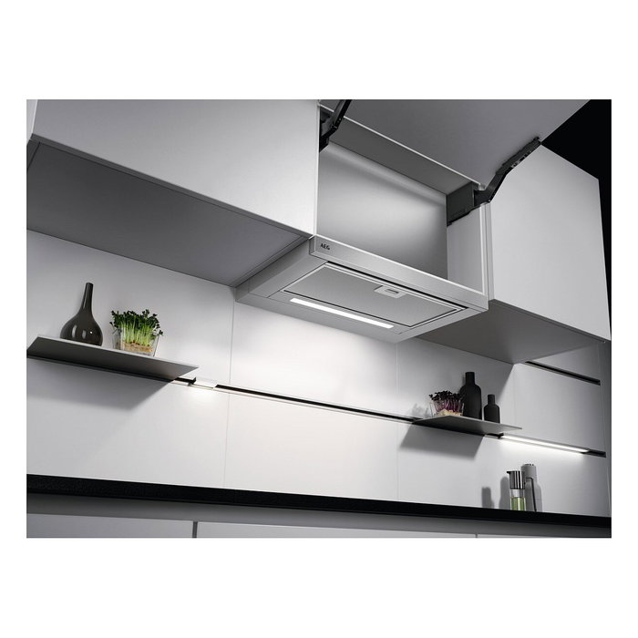 AEG DPE5660M Campana extractora semintegrada 60cm, 495 m³/h, 3 velocidades + intensiva, filtros extraíbles, eficiencia energética A, color gris