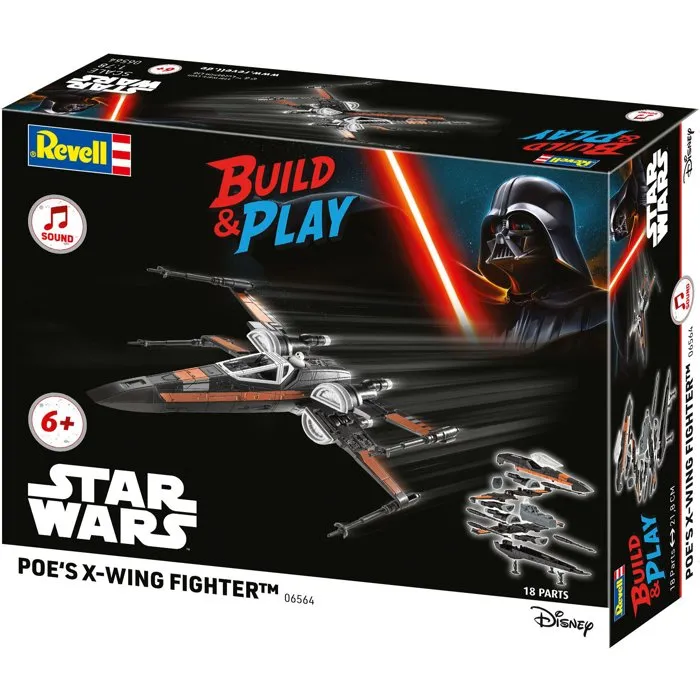 Revell AABIC65457 - Kit de construcción Star Wars Caza X-Wing de Poe con luces y sonidos, modelo para construir y jugar, para mayores de 6 años