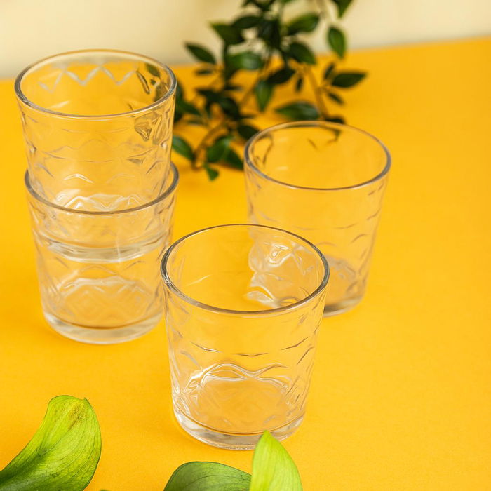 Set 6 Vasos Bajos Vidrio Rombos Quid 26 cL