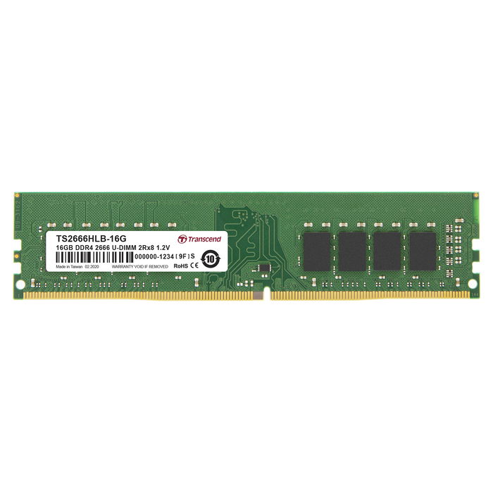 Transcend TS2666HLB-16G Memoria RAM DDR4 de 16 GB (2x8 GB) 2666 MHz CL19 para PC/Servidor