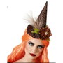 Atosa Diadema Sombrero Bruja con Flores y Espigas Marrones para Mujer Adulto