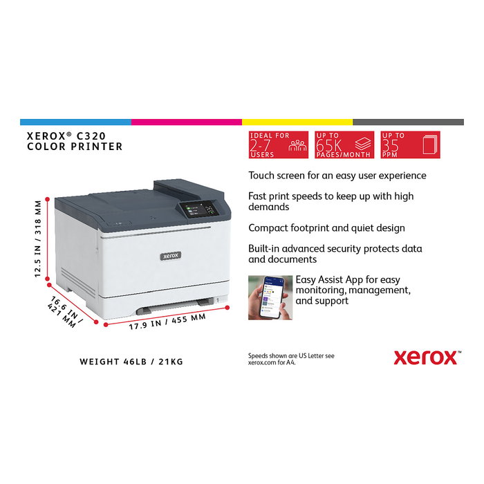 Xerox C320V_DNI Impresora Láser Color A4 con Wi-Fi y Dúplex Automático