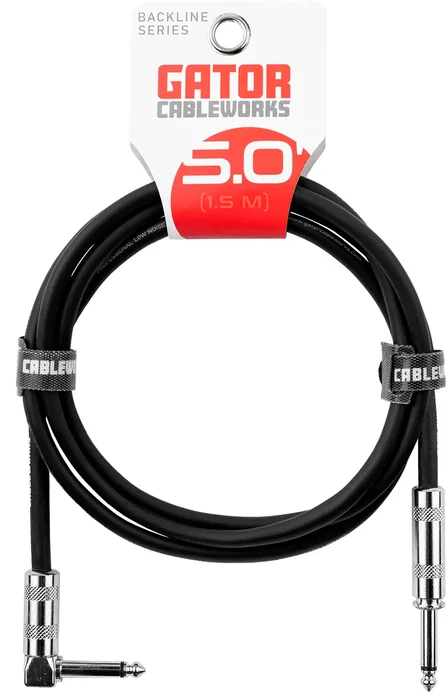 CABLEWORKS Cable Instrumento 1,5 m Jack Mono Recto/Angulado Negro