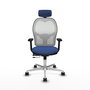 PIQUERAS Y CRESPO Silla de oficina Jorquera con mecanismo Sincro/Traslack, Azul marino y Blanco