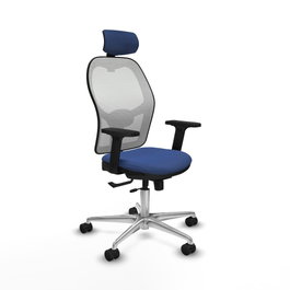 PIQUERAS Y CRESPO Silla de oficina Jorquera con mecanismo Sincro/Traslack, Azul marino y Blanco