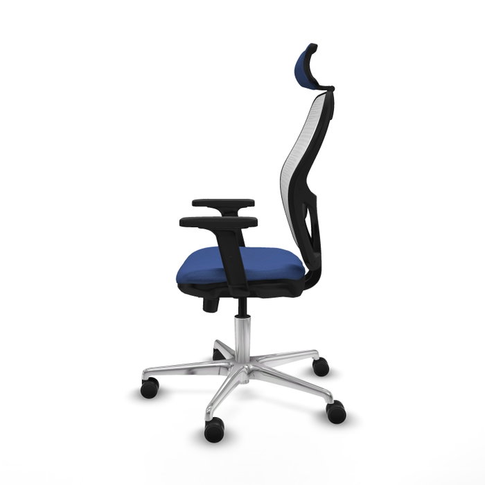 PIQUERAS Y CRESPO Silla de oficina Jorquera con mecanismo Sincro/Traslack, Azul marino y Blanco