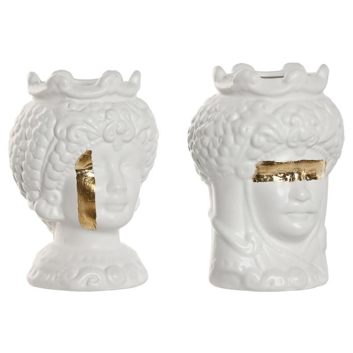 DKD Home Decor Macetero Sicilia 2024 Mediterraneo Blanco Dorado Porcelana 10 x 14 x 10 cm (2 Unidades) DKD Home Decor Macetero Sicilia 2024 Mediterraneo Blanco Dorado Porcelana 10 x 14 x 10 cm (2 Unidades)