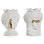 DKD Home Decor Macetero Sicilia 2024 Mediterraneo Blanco Dorado Porcelana 10 x 14 x 10 cm (2 Unidades)