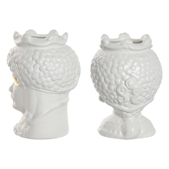 DKD Home Decor Macetero Sicilia 2024 Mediterraneo Blanco Dorado Porcelana 10 x 14 x 10 cm (2 Unidades) DKD Home Decor Macetero Sicilia 2024 Mediterraneo Blanco Dorado Porcelana 10 x 14 x 10 cm (2 Unidades)