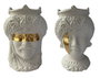 DKD Home Decor Macetero de Porcelana Cabeza Siciliana, Pack de 2