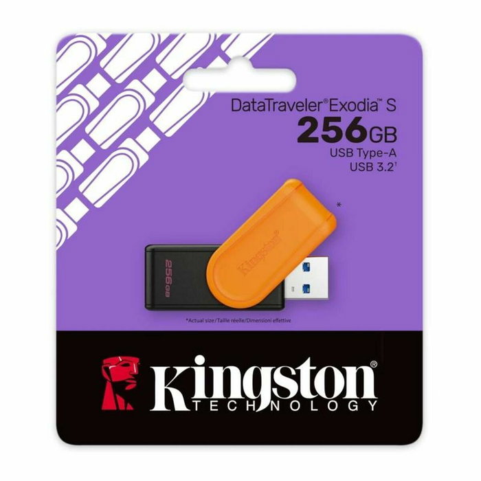 Kingston DataTraveler Exodia S 256 GB USB 3.2 Gen 1 Negro, Naranja