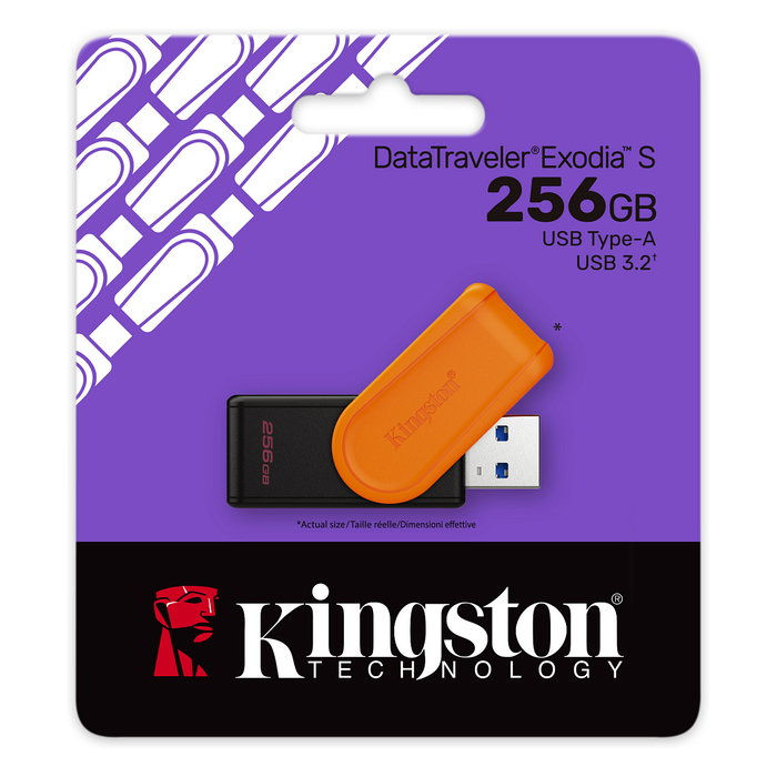 Kingston DataTraveler Exodia S 256 GB USB 3.2 Gen 1 Negro, Naranja