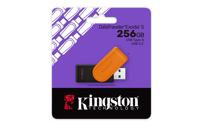 Kingston DataTraveler Exodia S 256GB Unidad Flash USB 3.2 Gen 1 (USB Tipo A) con Tapa Giratoria, Negro y Naranja