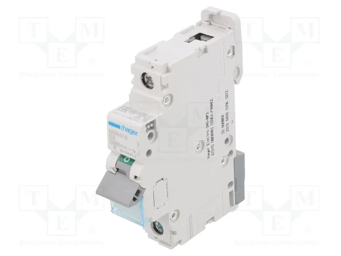 Hager NBN106 Interruptor Magnetotérmico 1 polo 6A B 10kA/15kA Hager NBN106 Interruptor Magnetotérmico 1 polo 6A B 10kA/15kA